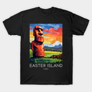 A Pop Art Travel Print of Easter Island - Chile T-Shirt